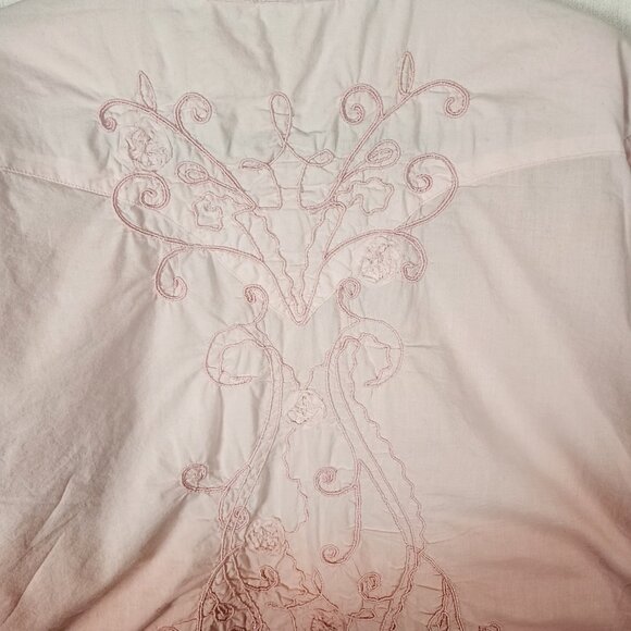 Wrangler Pink Ombre Arsty Embroidered Pearl Snap Western Shirt - Picture 4 of 6